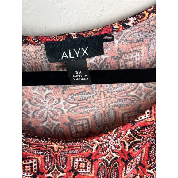 Alyx Womans Plus Size 3X Long Sleeve Tunic Blouse Multi Pattern - Picture 5 of 8